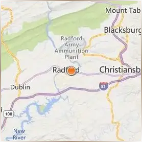 Radford University Location Map Radford University Location Map